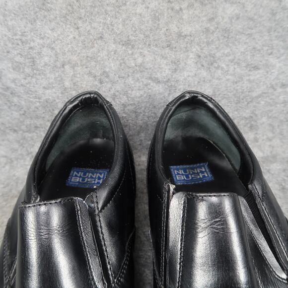 Nunn Bush Shoes Mens 9 Loafer Dress Formal Leather Slip On Black Square Toe Work - Picture 3 of 11